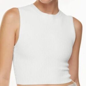Babaton White Ribbed Cropped Tank - Aritzia